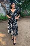 Buy_Vedika M_Black V-shaped Printed Dress _at_Aza_Fashions