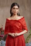 Jade by Monica and Karishma_Tulle Textured Off Shoulder Lehenga Set_Online_at_Aza_Fashions