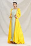 Buy_Khwaab by Sanjana Lakhani_Yellow Pure Chinnon Embroidered Jacket And Anarkali Set_at_Aza_Fashions