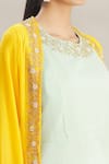 Khwaab by Sanjana Lakhani_Yellow Pure Chinnon Embroidered Jacket And Anarkali Set_at_Aza_Fashions