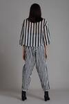 Shop_Mati_Black Pure Linen And 100% Cotton Stripes Shirt Collar Heart Applique & Pant Set _at_Aza_Fashions