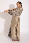 Shop_Studio Surbhi_Grey Pre-stitched Abstract Pattern Saree With Cutdana Embellished Blouse_Online_at_Aza_Fashions