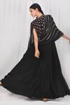 Buy_Khwaab By Sanjana Lakhani_Black Chinon Cutdana And Mirror Work Draped Gown_at_Aza_Fashions