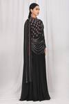 Khwaab By Sanjana Lakhani_Black Chinon Cutdana And Mirror Work Draped Gown_Online_at_Aza_Fashions