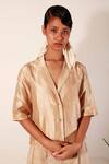 Shop_Ura Maku_Beige Tea Dyed Mulberry Silk Top_at_Aza_Fashions