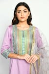 Buy_Moledro_Purple Modal Satin, Butterfly Net Floral, Khwaish Embroidered Kurta Sharara Set_Online_at_Aza_Fashions