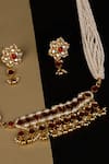 Buy_Namasya_Gold Plated Pearls, Beads, Diamonds Kundan Pendant Necklace Set _Online_at_Aza_Fashions