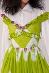 Surendri_Green Viscose Tie-dyed Frill Dress_at_Aza_Fashions