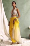 Buy Priyanka Jain Yellow Cape Organza, Skirt Crepe Chanderi V Neck And Draped Set Online at Aza Fashions Buy_Priyanka Jain_Yellow Cape Organza, Skirt Crepe Chanderi V Neck And Draped Set _Online_at_Aza_Fashions