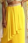 Priyanka Jain Yellow Cape Organza, Skirt Crepe Chanderi V Neck And Draped Set at Aza Fashions Priyanka Jain_Yellow Cape Organza, Skirt Crepe Chanderi V Neck And Draped Set _at_Aza_Fashions