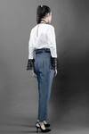 Shop_Chillosophy_Blue Poplin Straight Pant With Belt  _at_Aza_Fashions