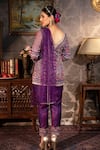 Shop_Laxmishriali_Purple Kurta And Pant - Organza, Stole - Net Digital Print, Gold Embroidery, Set _at_Aza_Fashions