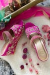 Buy_Modanta Footwear_Fuchsia Embroidery Floral Wedges _at_Aza_Fashions