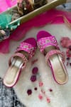 Shop_Modanta Footwear_Fuchsia Embroidery Floral Wedges _at_Aza_Fashions