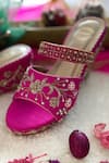 Buy_Modanta Footwear_Fuchsia Embroidery Floral Wedges _Online_at_Aza_Fashions