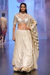 Buy_Soniya G_Ivory Pure Silk Blend And Embroidery Foil V Neck Lehenga Set _at_Aza_Fashions