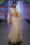 Shop_Soniya G_Ivory Pure Silk Blend And Embroidery Foil V Neck Lehenga Set _at_Aza_Fashions