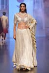 Soniya G_Ivory Pure Silk Blend And Embroidery Foil V Neck Lehenga Set _Online_at_Aza_Fashions