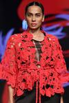 Rimzim Dadu_Red Polyester Chiffon Cutwork Jacket_Online_at_Aza_Fashions