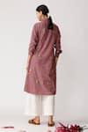 Shop_Payal Pratap_Purple Chambray Cotton Spread Collar Embroidered Tunic  _at_Aza_Fashions