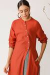 Buy Payal Pratap Red Linen Round Tunic Online at Aza Fashions Buy_Payal Pratap_Red Linen Round Tunic _Online_at_Aza_Fashions