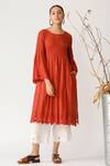 Buy Payal Pratap Red Cotton Round Pleated Tunic at Aza Fashions Buy_Payal Pratap_Red Cotton Round Pleated Tunic _at_Aza_Fashions