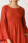 Payal Pratap Red Cotton Round Pleated Tunic at Aza Fashions Payal Pratap_Red Cotton Round Pleated Tunic _at_Aza_Fashions