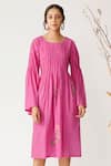 Buy Payal Pratap Pink Handloom Cotton Linen Round Tunic Online at Aza Fashions Buy_Payal Pratap_Pink Handloom Cotton Linen Round Tunic _Online_at_Aza_Fashions