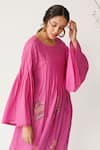 Shop Payal Pratap Pink Handloom Cotton Linen Round Tunic Online at Aza Fashions Shop_Payal Pratap_Pink Handloom Cotton Linen Round Tunic _Online_at_Aza_Fashions