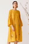 Buy Payal Pratap Yellow Handloom Cotton Linen Round Tunic Online at Aza Fashions Buy_Payal Pratap_Yellow Handloom Cotton Linen Round Tunic _Online_at_Aza_Fashions