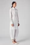 Rajesh Pratap Singh_White Cotton Plain Shirt Collar Gagwana Tunic  _Online_at_Aza_Fashions