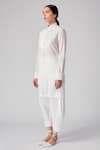 Buy_Rajesh Pratap Singh_White Cotton Plain Shirt Collar Gagwana Tunic  _Online_at_Aza_Fashions