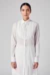 Shop_Rajesh Pratap Singh_White Cotton Plain Shirt Collar Gagwana Tunic  _Online_at_Aza_Fashions