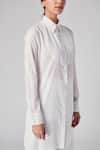 Rajesh Pratap Singh_White Cotton Plain Shirt Collar Gagwana Tunic  _at_Aza_Fashions