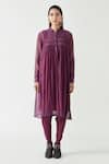 Buy Payal Pratap Purple Cotton Silk Band Rafael Smocking Tunic at Aza Fashions Buy_Payal Pratap_Purple Cotton Silk Band Rafael Smocking Tunic _at_Aza_Fashions