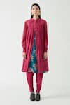 Buy_Payal Pratap_Pink Cotton Silk Band Chrissy Smocking Tunic  _at_Aza_Fashions