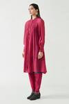 Payal Pratap_Pink Cotton Silk Chrissy Smocking Tunic_Online_at_Aza_Fashions