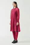 Payal Pratap_Pink Cotton Silk Band Chrissy Smocking Tunic  _Online_at_Aza_Fashions