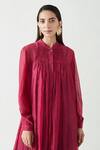 Shop_Payal Pratap_Pink Cotton Silk Chrissy Smocking Tunic_Online_at_Aza_Fashions