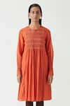 Shop_Payal Pratap_Orange Cotton Silk Round Audrina Smocking Tunic  _Online_at_Aza_Fashions