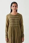 Payal Pratap_Green Cotton Silk Audrina Smocking Tunic_at_Aza_Fashions