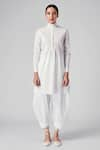 Buy_Rajesh Pratap Singh_White Cotton Plain High Neck Nandla Tunic  _at_Aza_Fashions