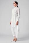 Buy_Rajesh Pratap Singh_White Cotton Plain High Neck Nandla Tunic  _Online_at_Aza_Fashions