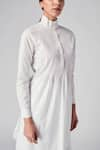 Rajesh Pratap Singh_White Cotton Plain High Neck Nandla Tunic  _at_Aza_Fashions