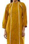 Buy_Khat_Yellow Cotton Asymmetric Frill Collar Dress And Pant Set 