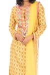 Monisha Jaising_Yellow Cotton Silk Printed Floral Round Kurta Pant Set  _Online_at_Aza_Fashions