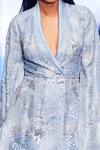 Nachiket Barve_Blue Organza Lining Tussar Embroidery Galaxy Cape Sleeve Jacket  _Online_at_Aza_Fashions