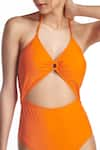 Kai Resortwear_Orange Halter Beach Bunny Neck Swimsuit  _Online_at_Aza_Fashions