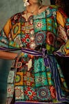 Esha L Amin_Multi Color Modal Satin Printed Tile Round Short Kaftan _Online_at_Aza_Fashions