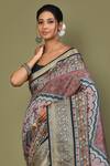 Samyukta Singhania_Grey Dola Silk Anar Shakha Kalamkari Print Saree With Blouse_Online_at_Aza_Fashions